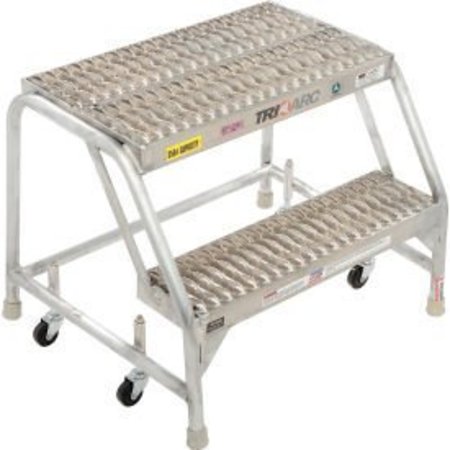TRI ARC MANUFACTURING 2 Step Aluminum Rolling Ladder, 24"W Grip Step, W/O Handrails - WLAR002245 WLAR002245